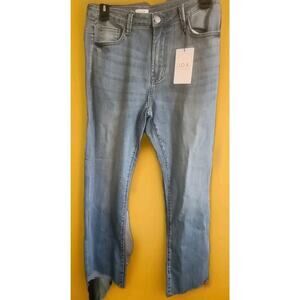 NWT JOA Just One Answer Cropped Jeans High Rise Raw Hem Med Wash Womens 27 A123